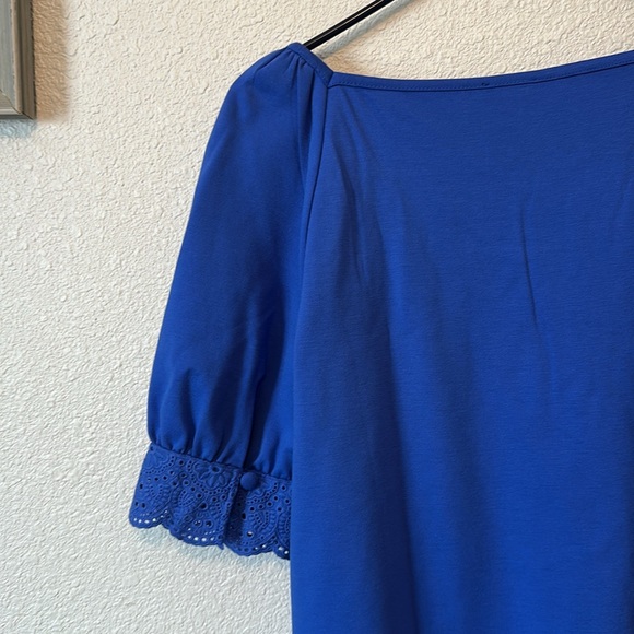 💙 NWT!! Ann Taylor Embroidered Trum Balloon Sleeve Square Neck Blouse! Size M - Picture 11 of 16